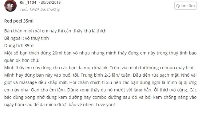 Đánh giá Red peel tingle serum